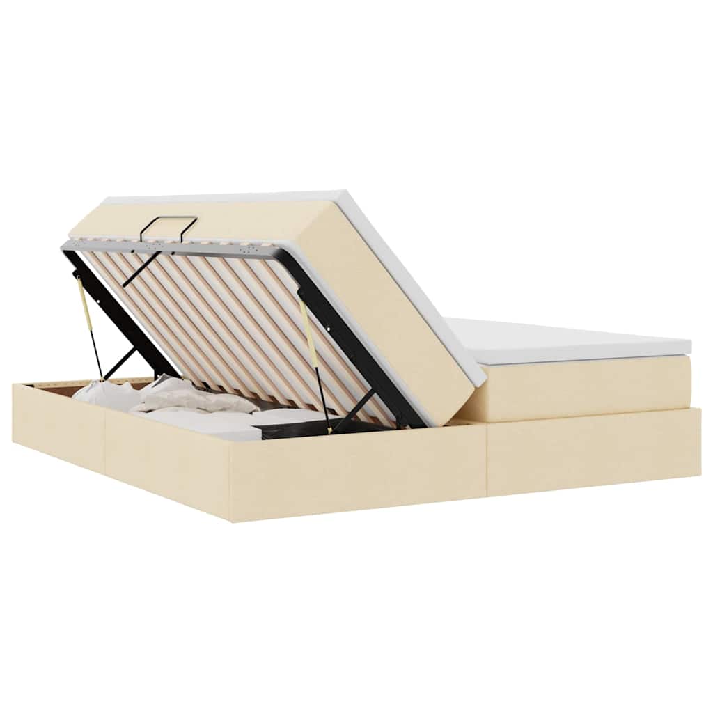 Letto con contenitore e materasso Crema 200 x 200 cm Poliestere | homemem39
