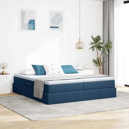 Letto con contenitore e materasso Blu 200 x 200 cm Poliestere | homemem39