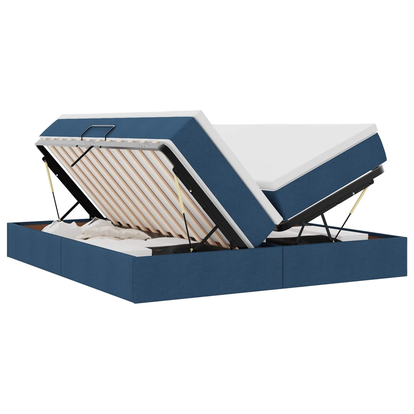 Letto con contenitore e materasso Blu 200 x 200 cm Poliestere | homemem39