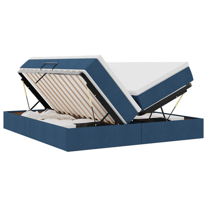 Letto con contenitore e materasso Blu 200 x 200 cm Poliestere | homemem39