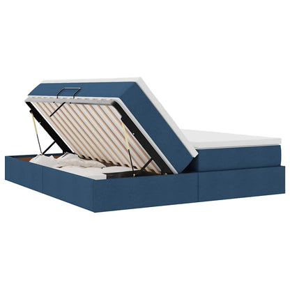 Letto con contenitore e materasso Blu 200 x 200 cm Poliestere | homemem39