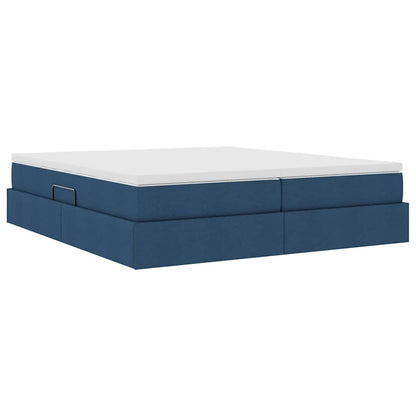 Letto con contenitore e materasso Blu 200 x 200 cm Poliestere | homemem39