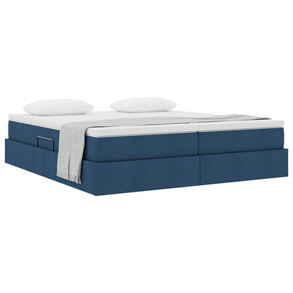 Letto con contenitore e materasso Blu 200 x 200 cm Poliestere | homemem39