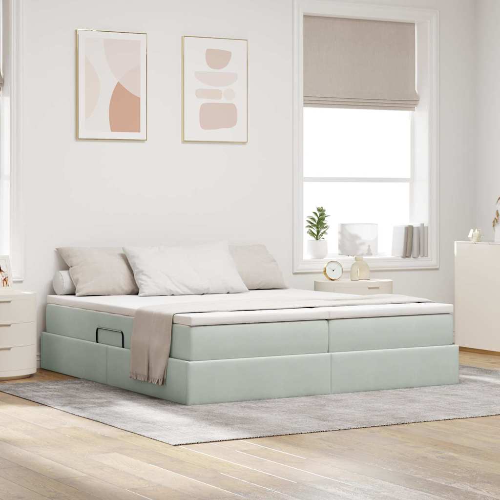Letto con contenitore e materasso Grigio chiaro 180 x 200 cm | homemem39