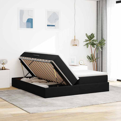 Letto con contenitore e materasso Nero 180 x 200 cm Velluto | homemem39