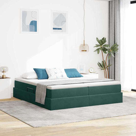 Letto con contenitore e materasso Verde Scuro 180 x 200 cm | homemem39
