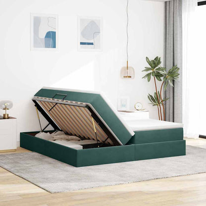 Letto con contenitore e materasso Verde Scuro 180 x 200 cm | homemem39
