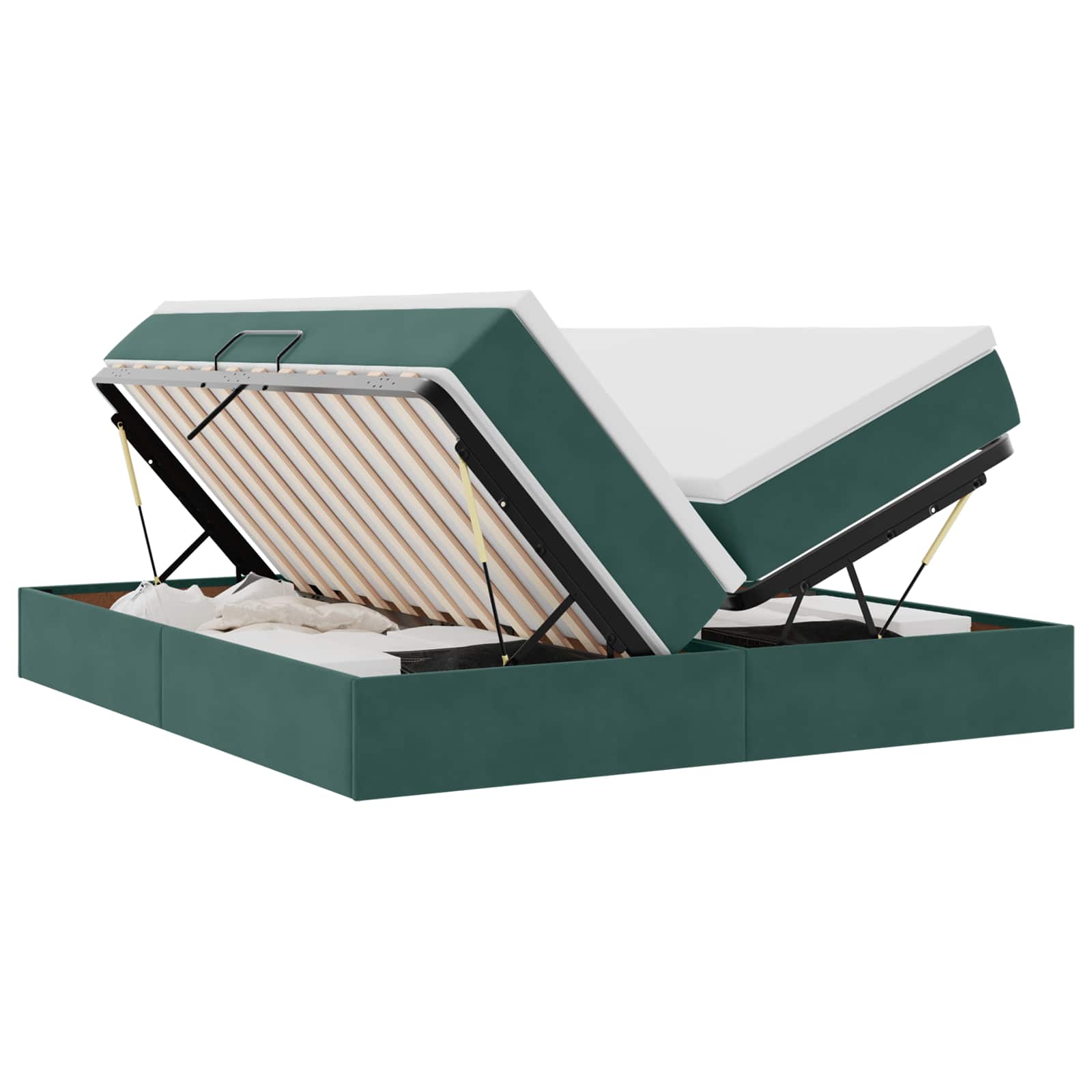 Letto con contenitore e materasso Verde Scuro 180 x 200 cm | homemem39