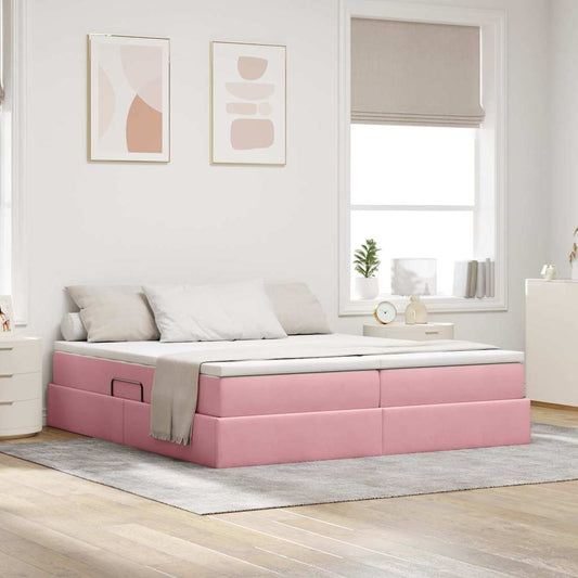 Letto con contenitore e materasso Rosa 180 x 200 cm Velluto | homemem39