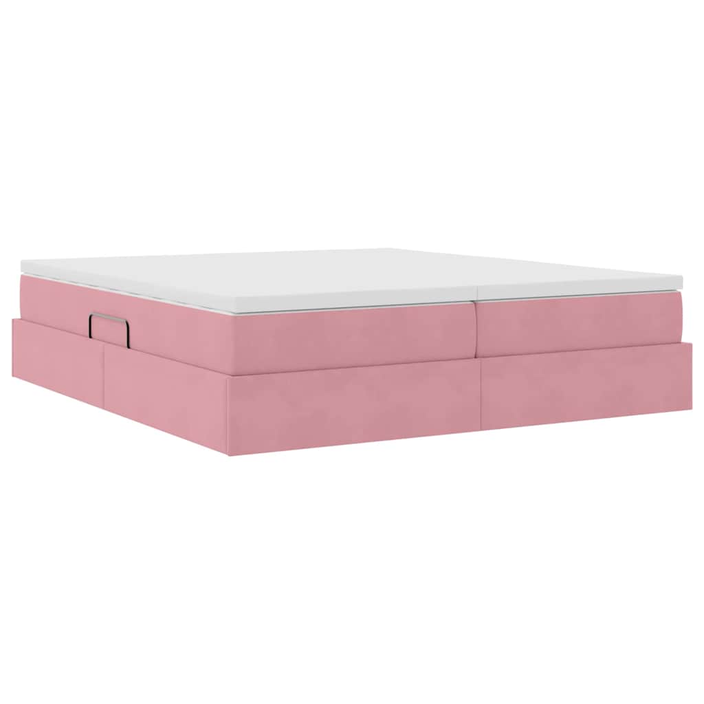 Letto con contenitore e materasso Rosa 180 x 200 cm Velluto | homemem39