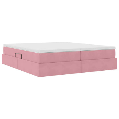 Letto con contenitore e materasso Rosa 180 x 200 cm Velluto | homemem39