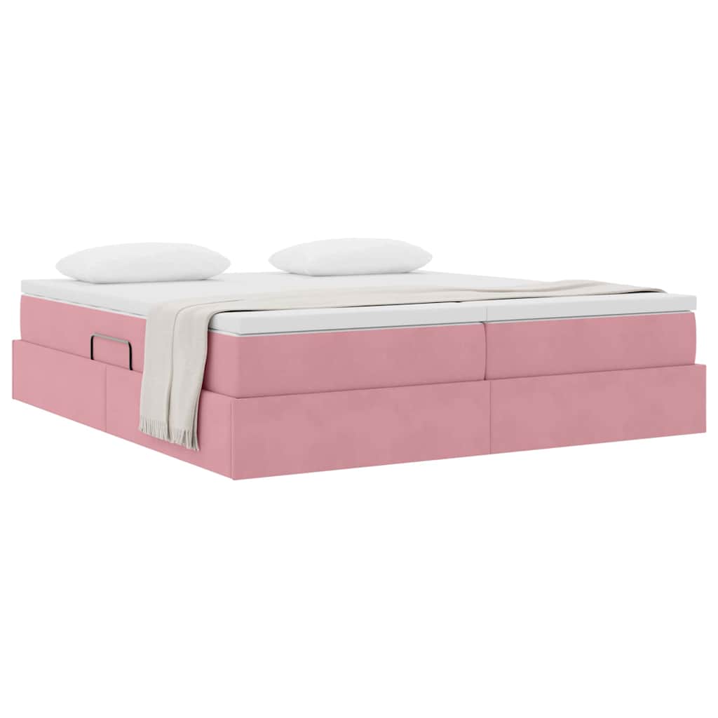 Letto con contenitore e materasso Rosa 180 x 200 cm Velluto | homemem39