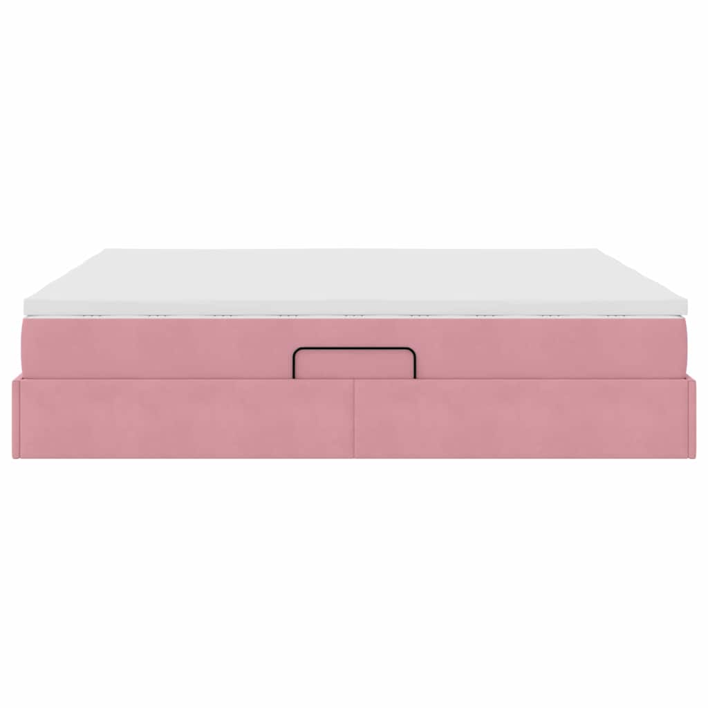 Letto con contenitore e materasso Rosa 180 x 200 cm Velluto | homemem39