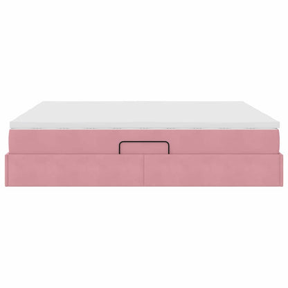 Letto con contenitore e materasso Rosa 180 x 200 cm Velluto | homemem39