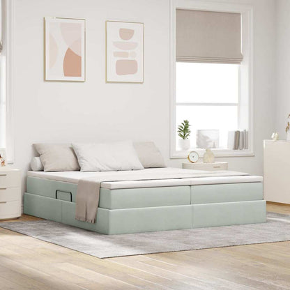 Letto con contenitore e materasso Grigio chiaro 200 x 200 cm | homemem39