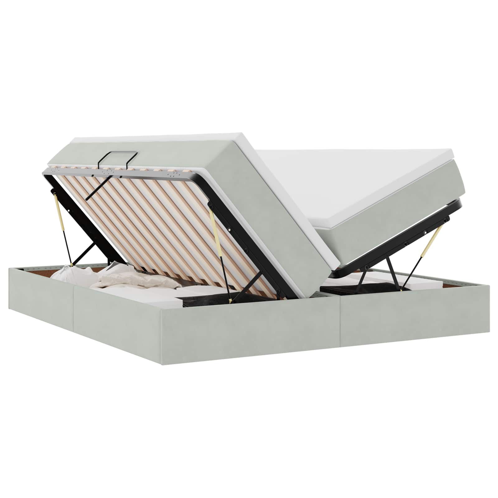Letto con contenitore e materasso Grigio chiaro 200 x 200 cm | homemem39
