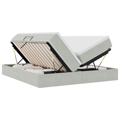 Letto con contenitore e materasso Grigio chiaro 200 x 200 cm | homemem39