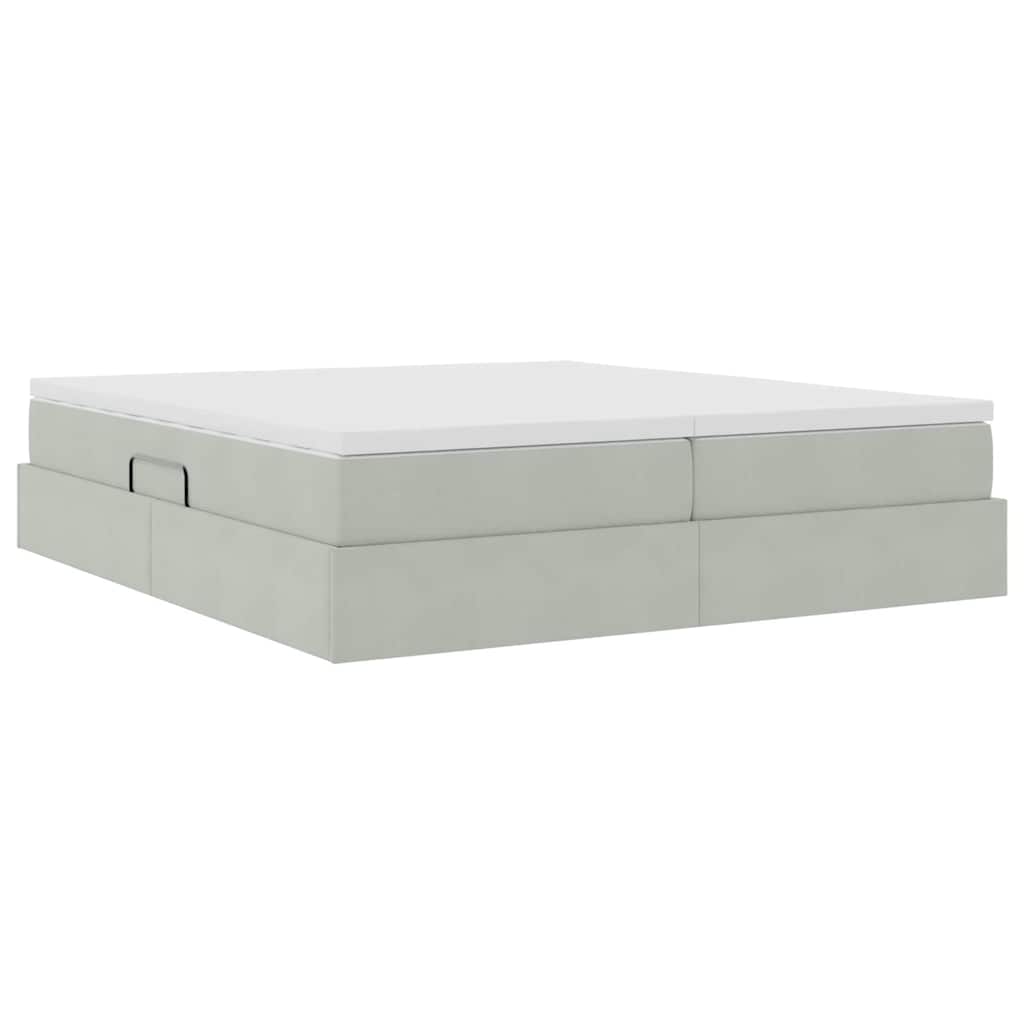 Letto con contenitore e materasso Grigio chiaro 200 x 200 cm | homemem39
