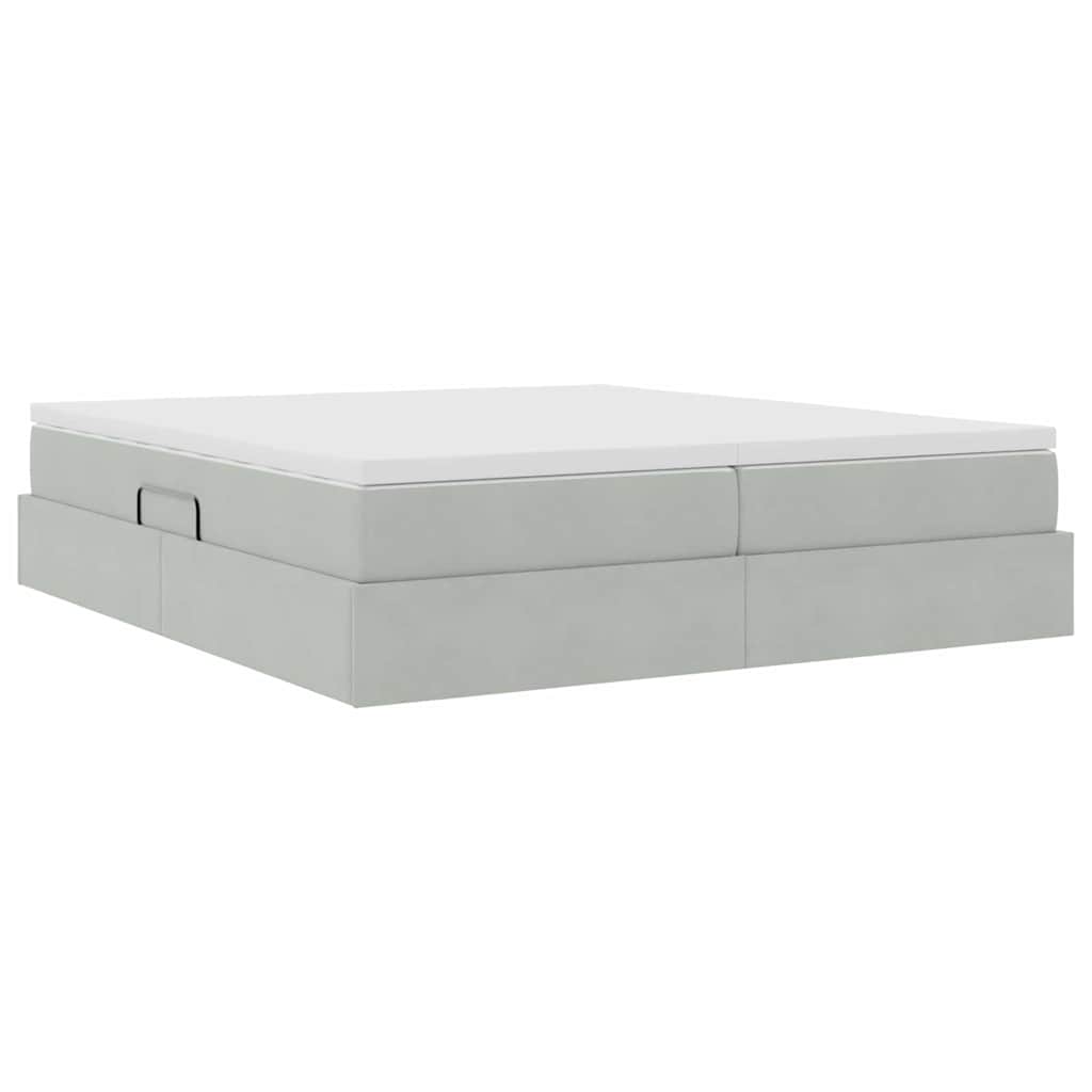 Letto con contenitore e materasso Grigio chiaro 200 x 200 cm | homemem39