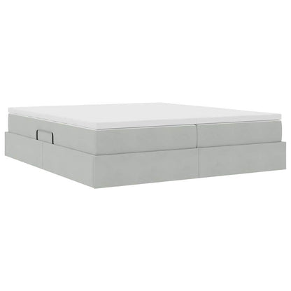 Letto con contenitore e materasso Grigio chiaro 200 x 200 cm | homemem39