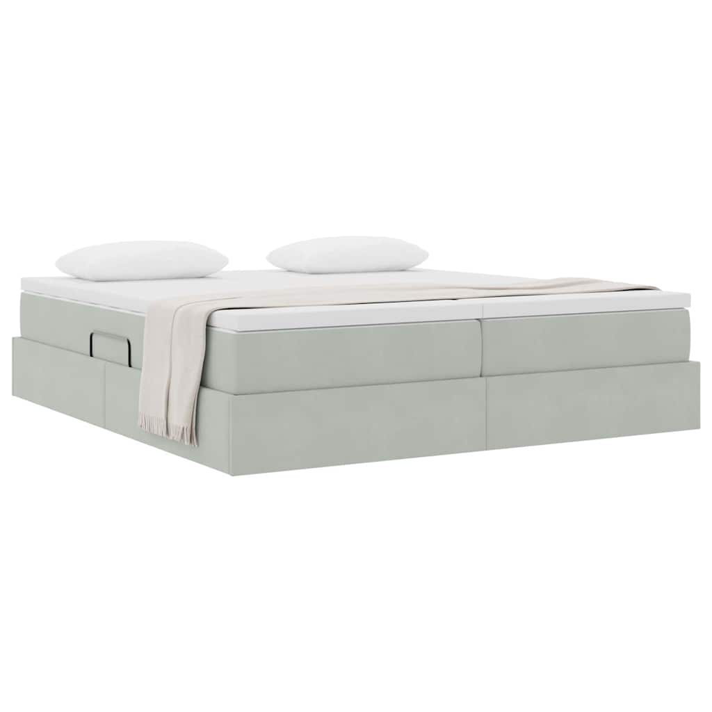 Letto con contenitore e materasso Grigio chiaro 200 x 200 cm | homemem39