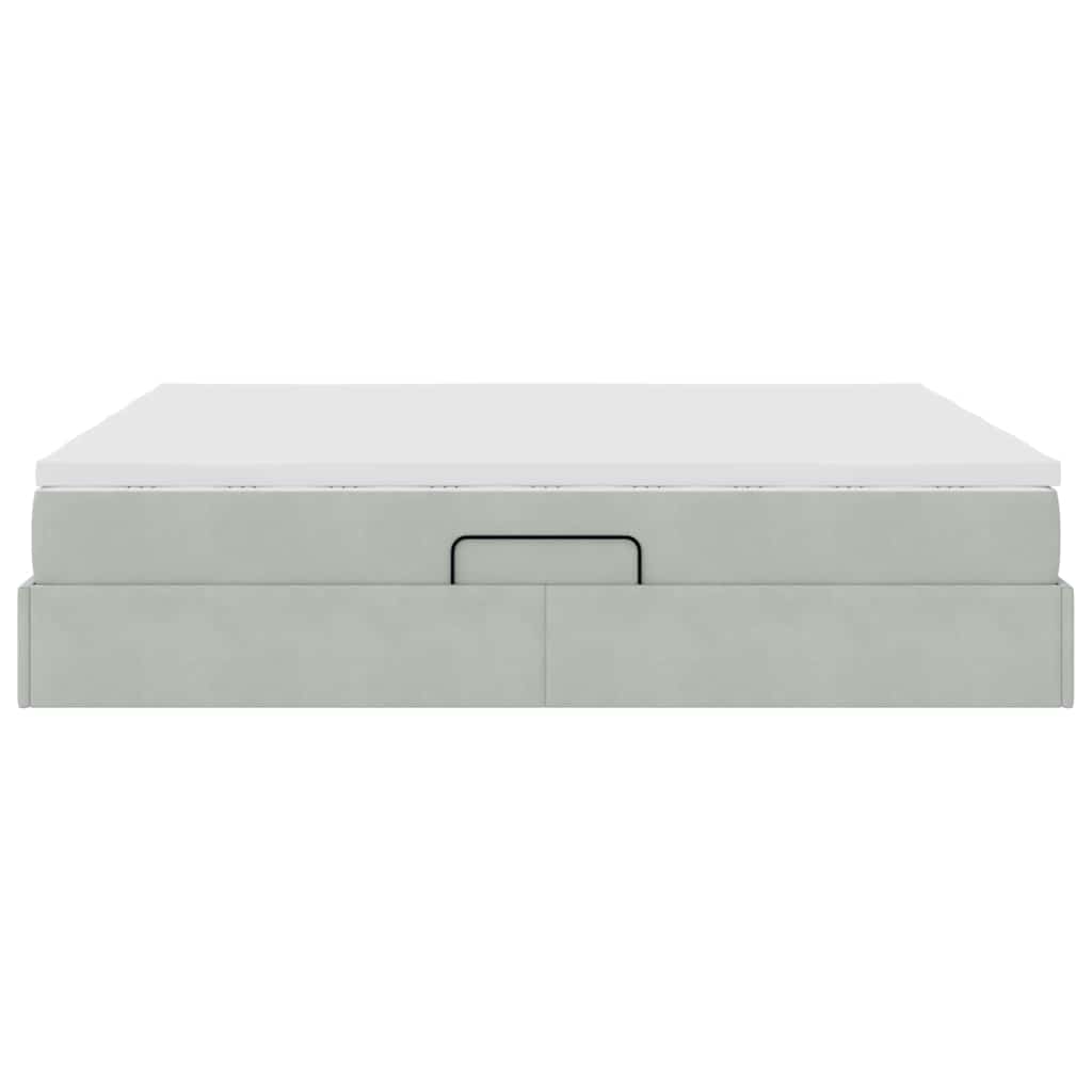 Letto con contenitore e materasso Grigio chiaro 200 x 200 cm | homemem39