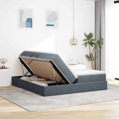 Letto con contenitore e materasso Grigio scuro 200 x 200 cm | homemem39
