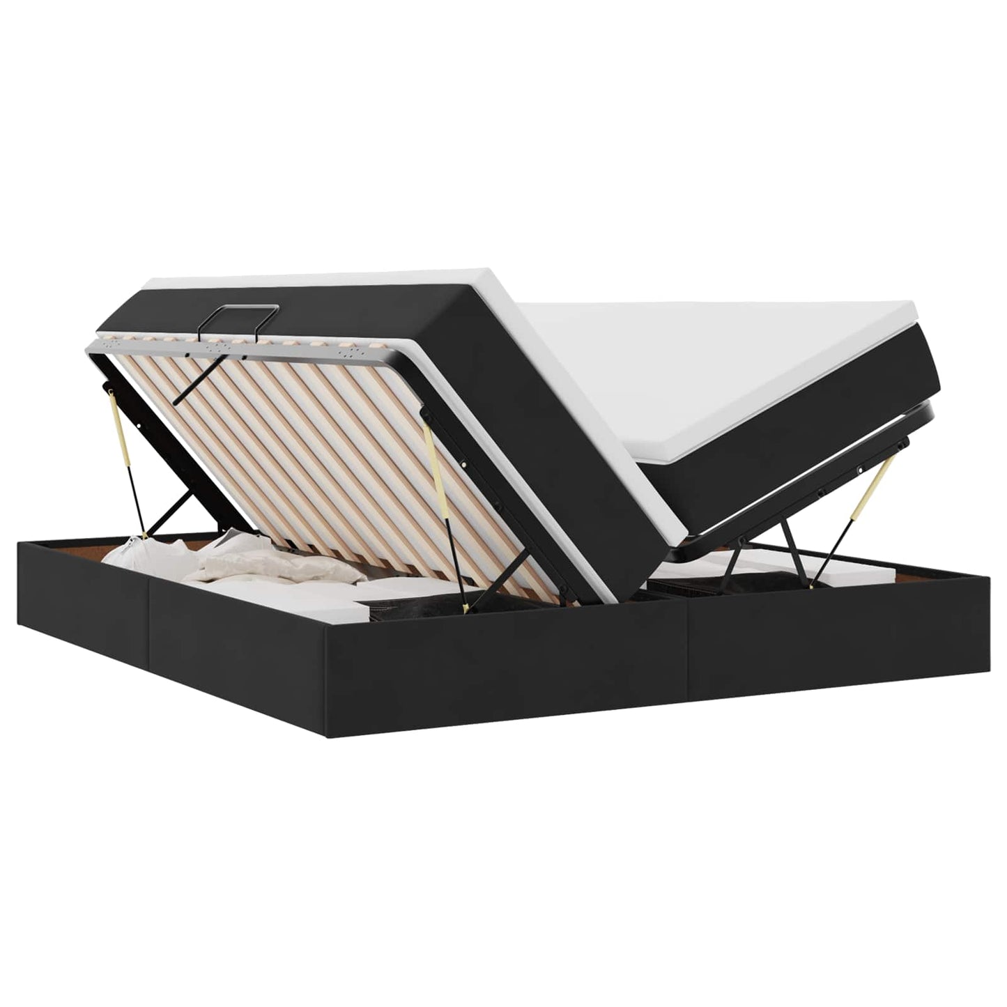 Letto con contenitore e materasso Nero 200 x 200 cm Velluto | homemem39