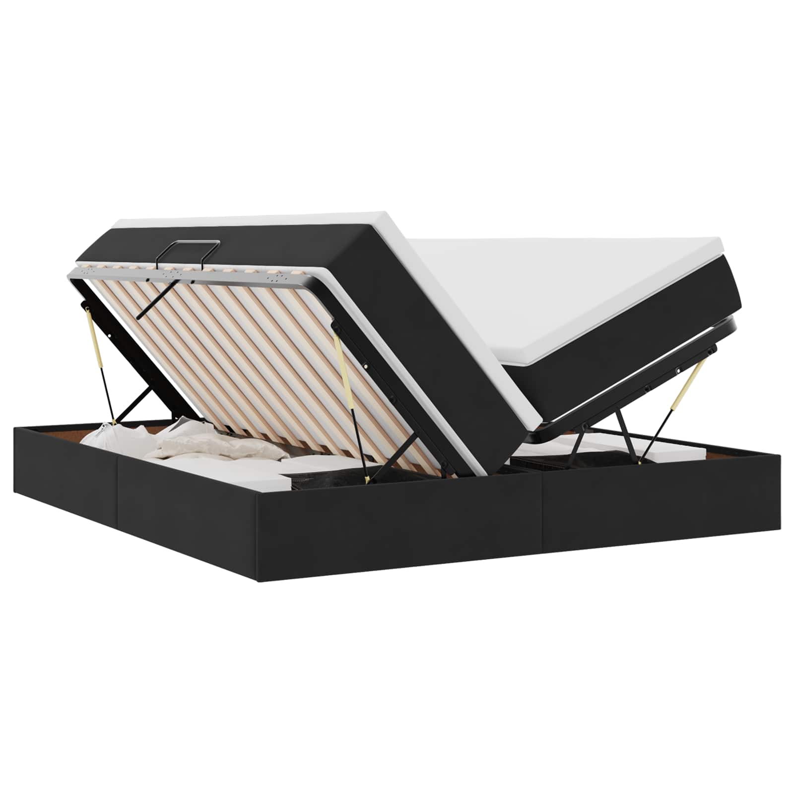 Letto con contenitore e materasso Nero 200 x 200 cm Velluto | homemem39