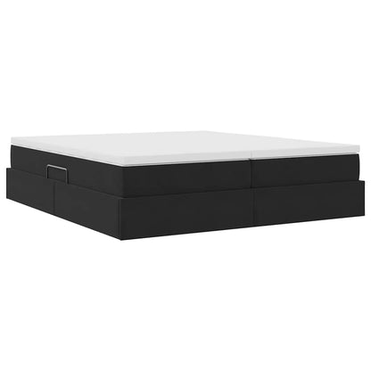 Letto con contenitore e materasso Nero 200 x 200 cm Velluto | homemem39