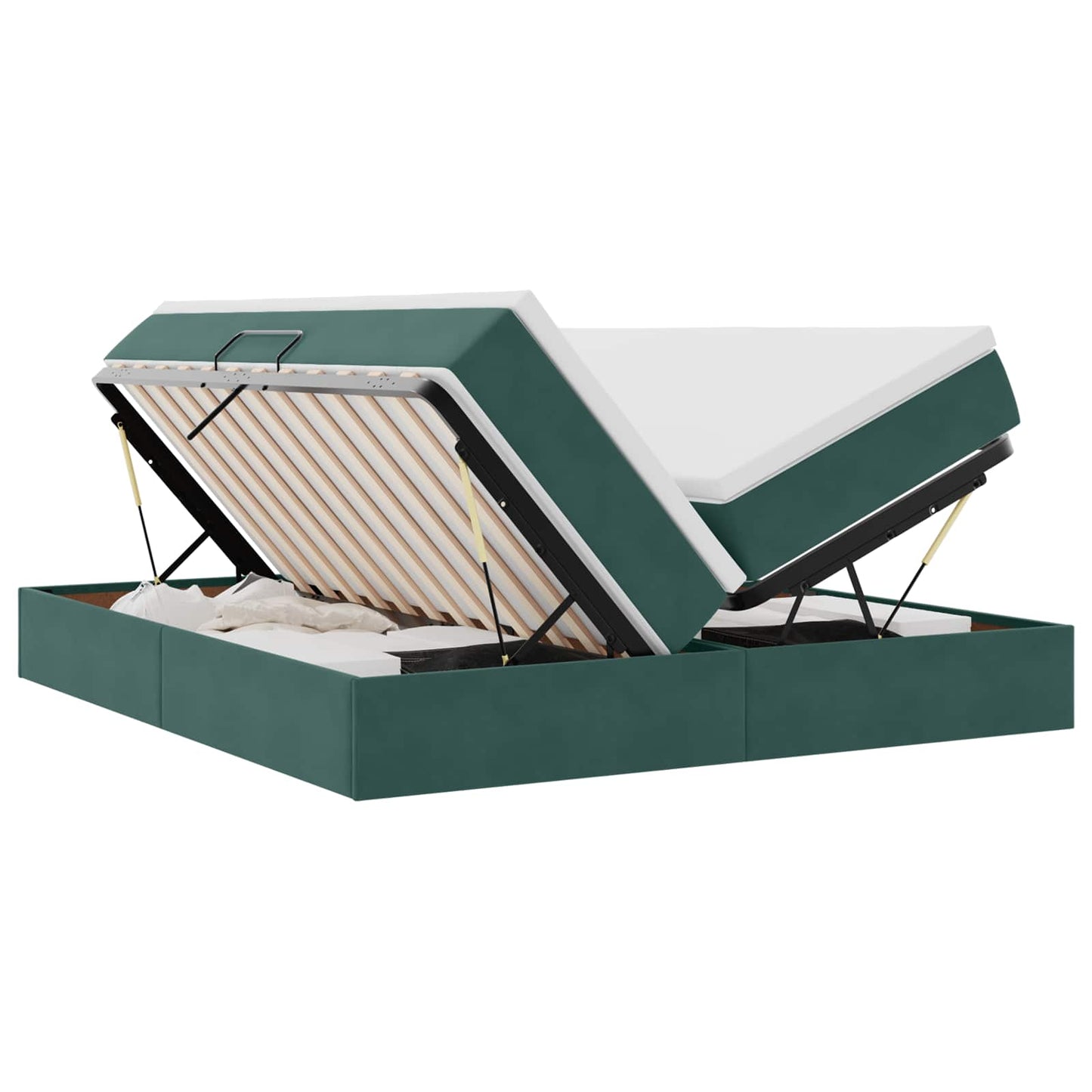 Letto con contenitore e materasso Verde Scuro 200 x 200 cm