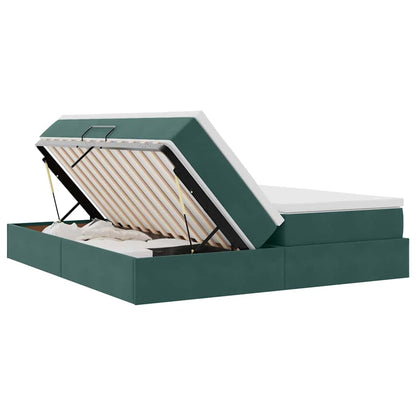 Letto con contenitore e materasso Verde Scuro 200 x 200 cm | homemem39