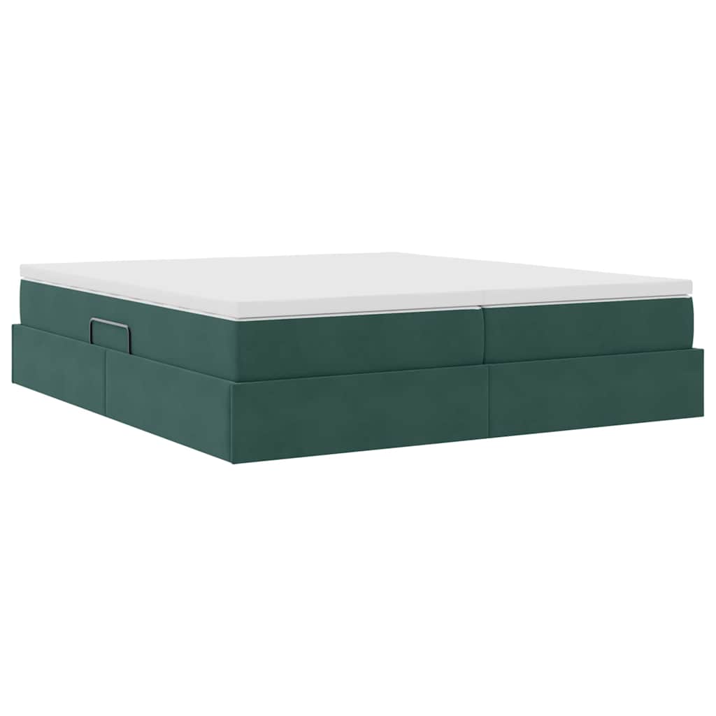Letto con contenitore e materasso Verde Scuro 200 x 200 cm | homemem39