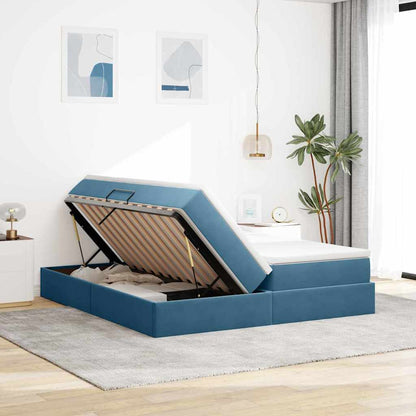 Letto con contenitore e materasso Blu Scuro 200 x 200 cm | homemem39