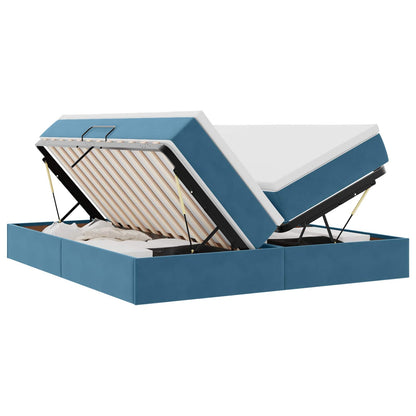 Letto con contenitore e materasso Blu Scuro 200 x 200 cm | homemem39