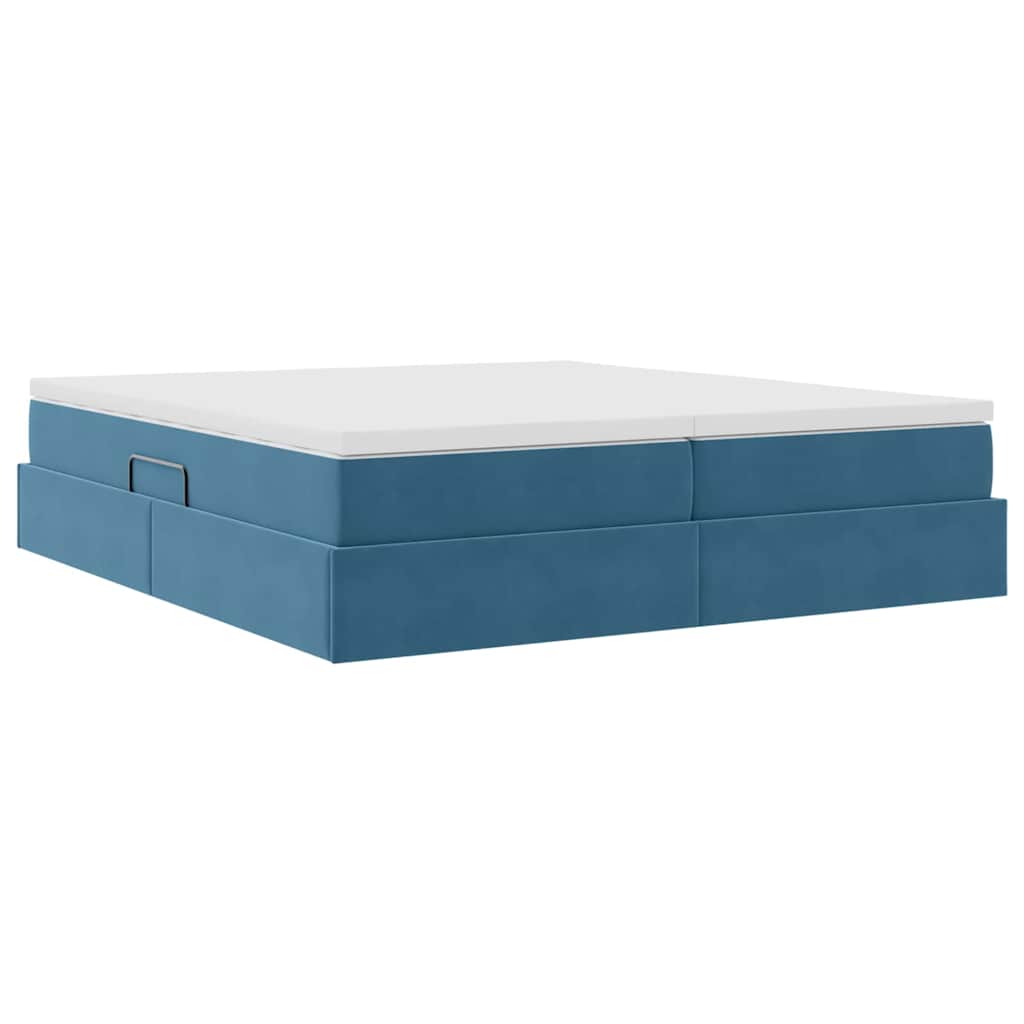 Letto con contenitore e materasso Blu Scuro 200 x 200 cm | homemem39