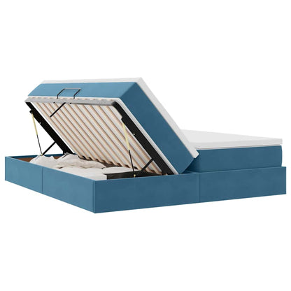 Letto con contenitore e materasso Blu Scuro 200 x 200 cm | homemem39