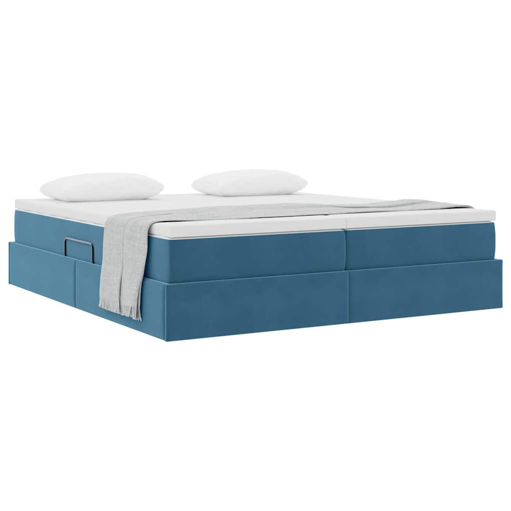 Letto con contenitore e materasso Blu Scuro 200 x 200 cm | homemem39