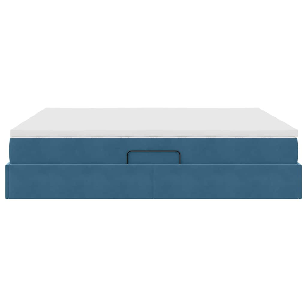 Letto con contenitore e materasso Blu Scuro 200 x 200 cm | homemem39