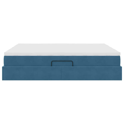Letto con contenitore e materasso Blu Scuro 200 x 200 cm | homemem39