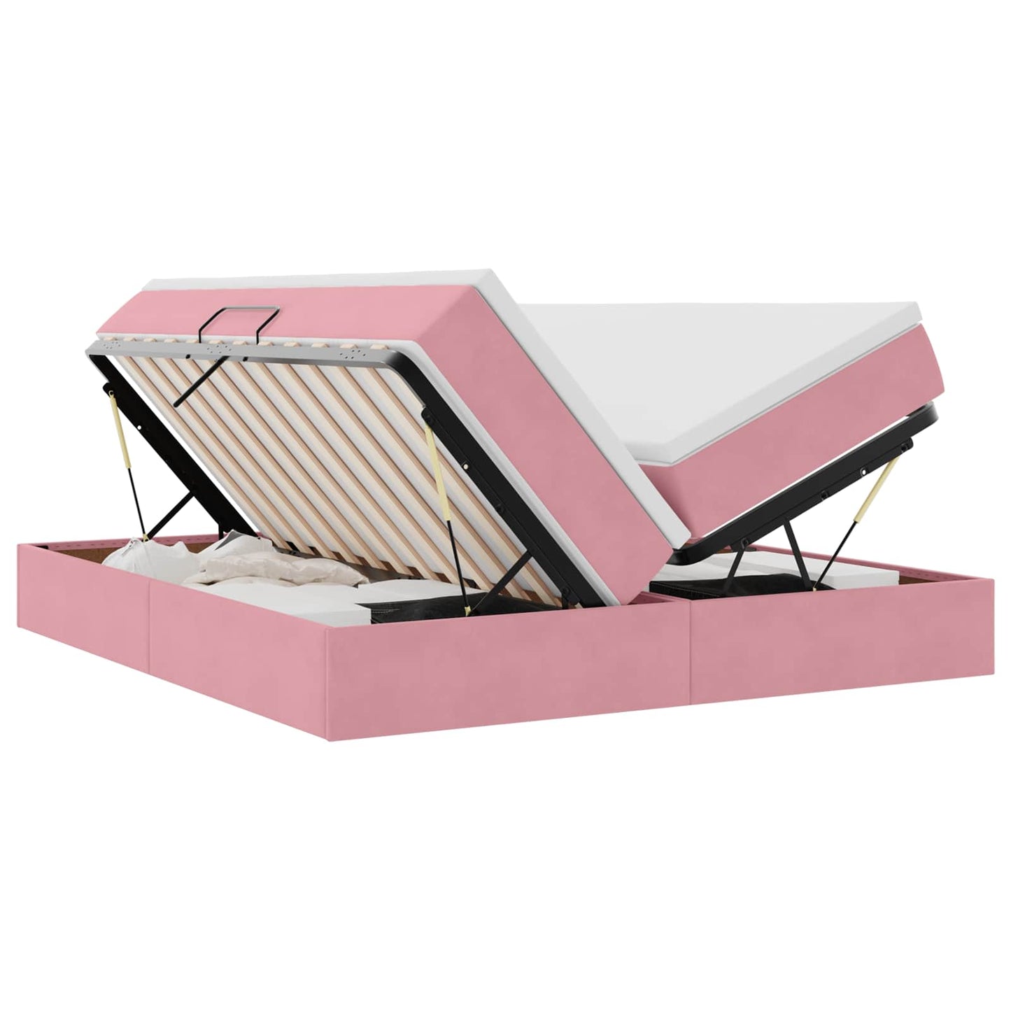 Letto con contenitore e materasso Rosa 200 x 200 cm Velluto | homemem39