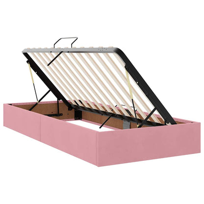 Letto con contenitore e materasso Rosa 200 x 200 cm Velluto | homemem39