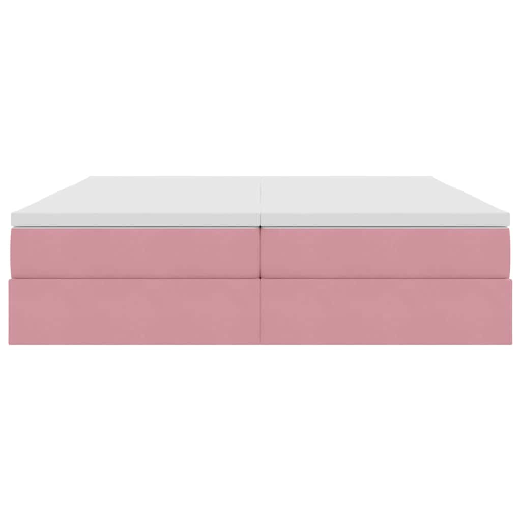 Letto con contenitore e materasso Rosa 200 x 200 cm Velluto | homemem39