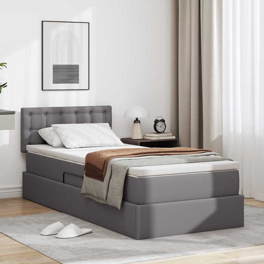 Letto con contenitore e materasso Grigio 90 x 190 cm
