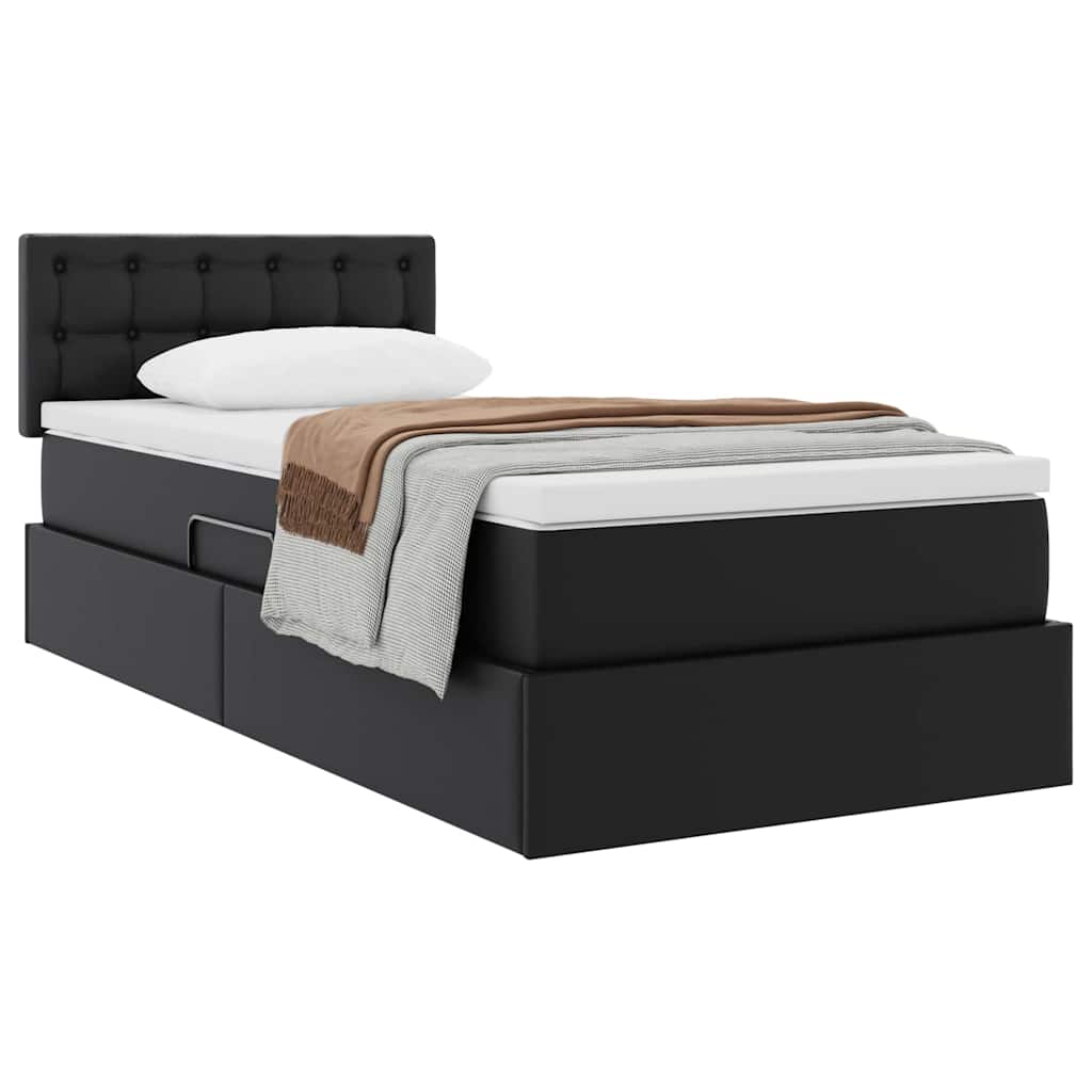 Letto con contenitore e materasso con testiera Nero 90 x 200 cm | homemem39