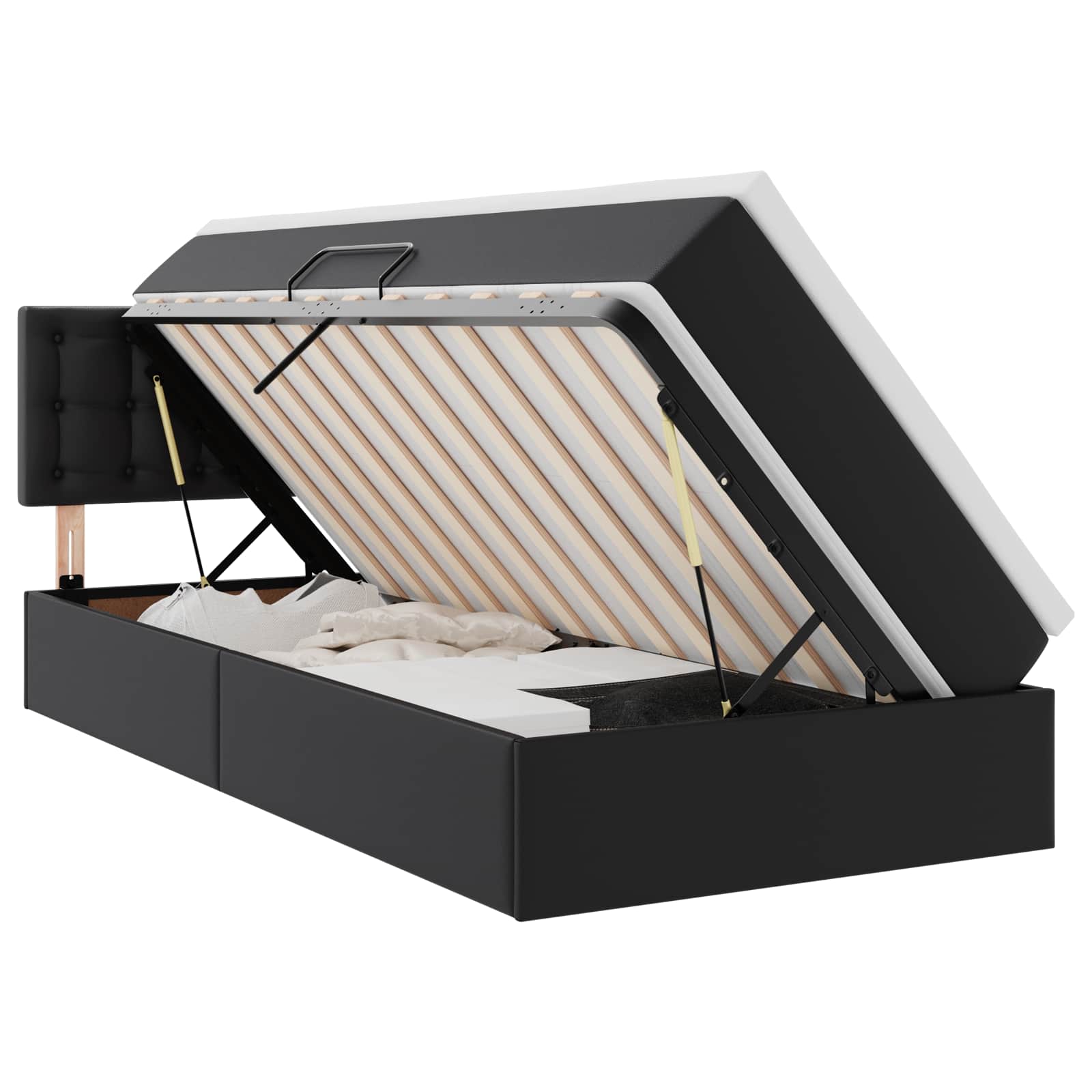 Letto con contenitore e materasso Nero 100 x 200 cm | homemem39