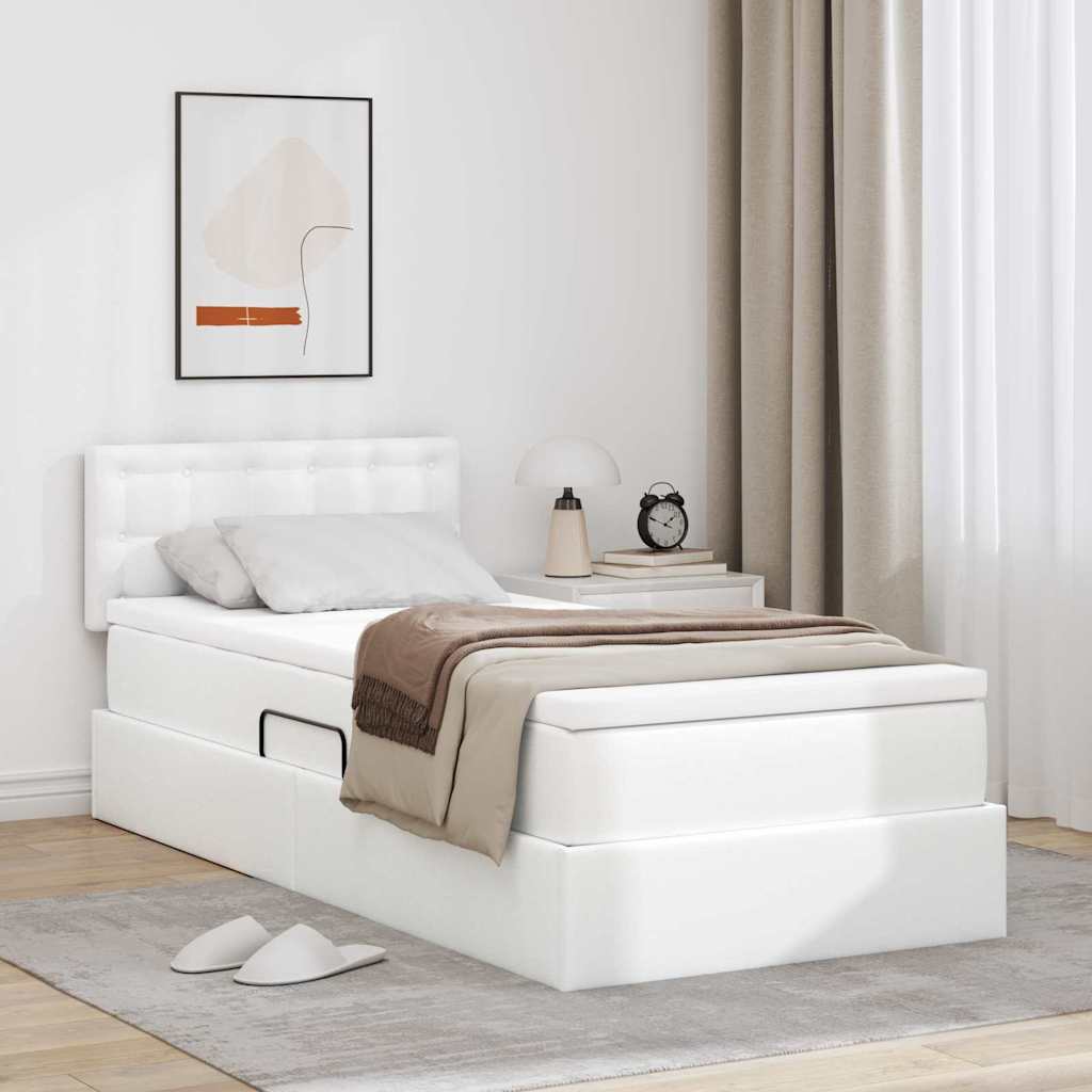Letto con contenitore e materasso Bianco Puro 100 x 200 cm | homemem39