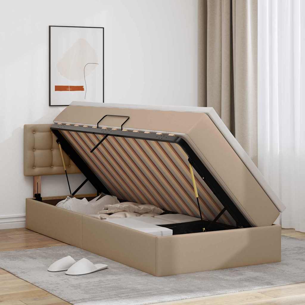 Letto con contenitore e materasso Cappuccino 100 x 200 cm | homemem39