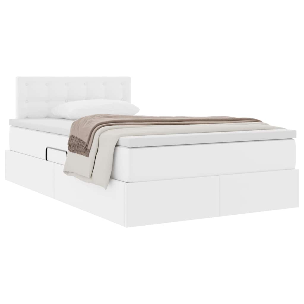 Letto con contenitore e materasso Bianco Puro 120 x 200 cm | homemem39