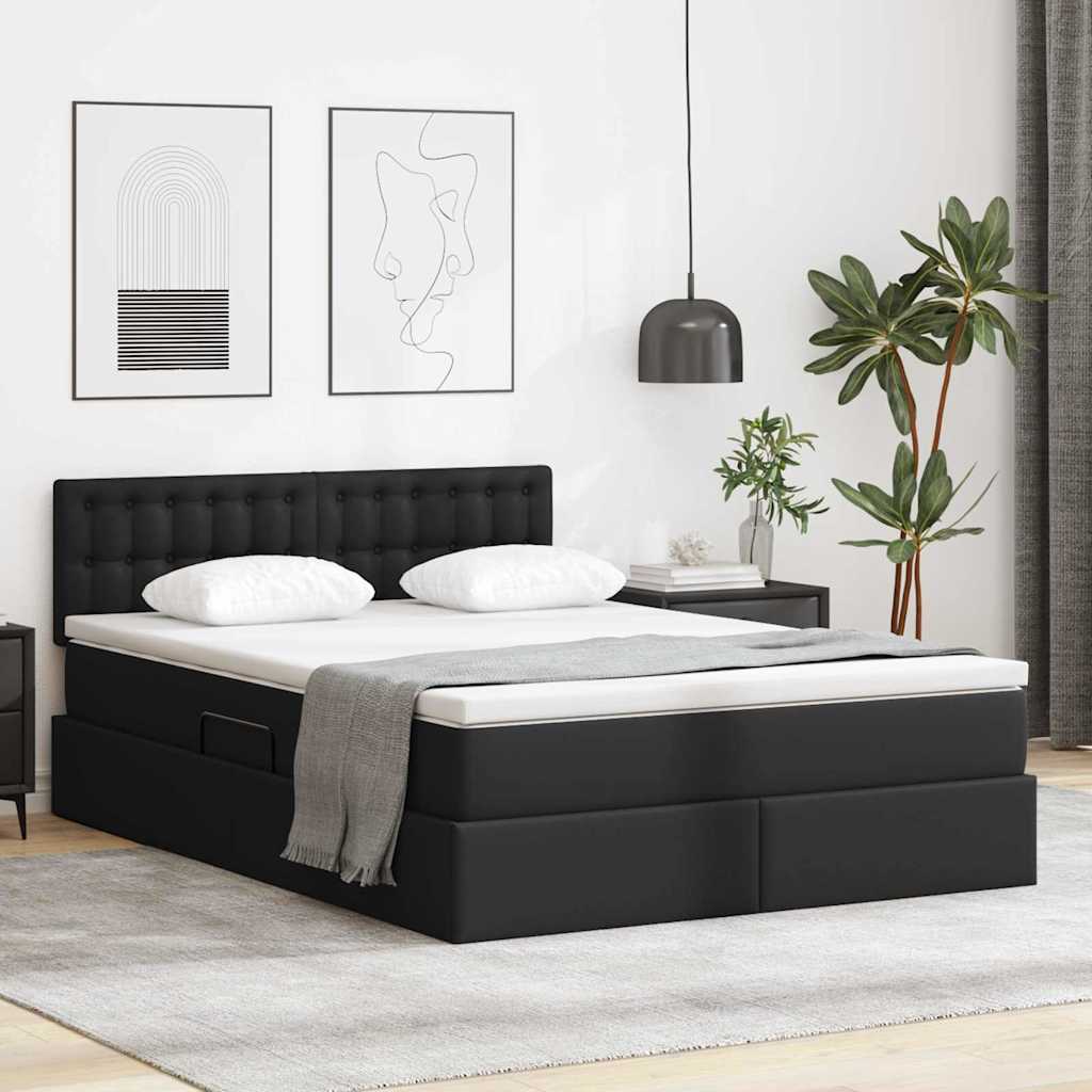 Letto con contenitore e materasso Nero 140 x 190 cm | homemem39